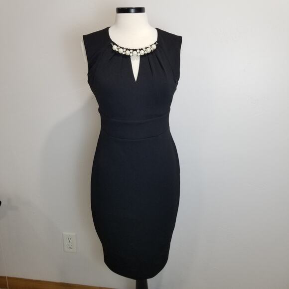 Bisou Bisou Dresses & Skirts - NWT Bisou Bisou Dress 10 Black Bodycon Sleeveless Keyhole Pearl Michele Bohbot